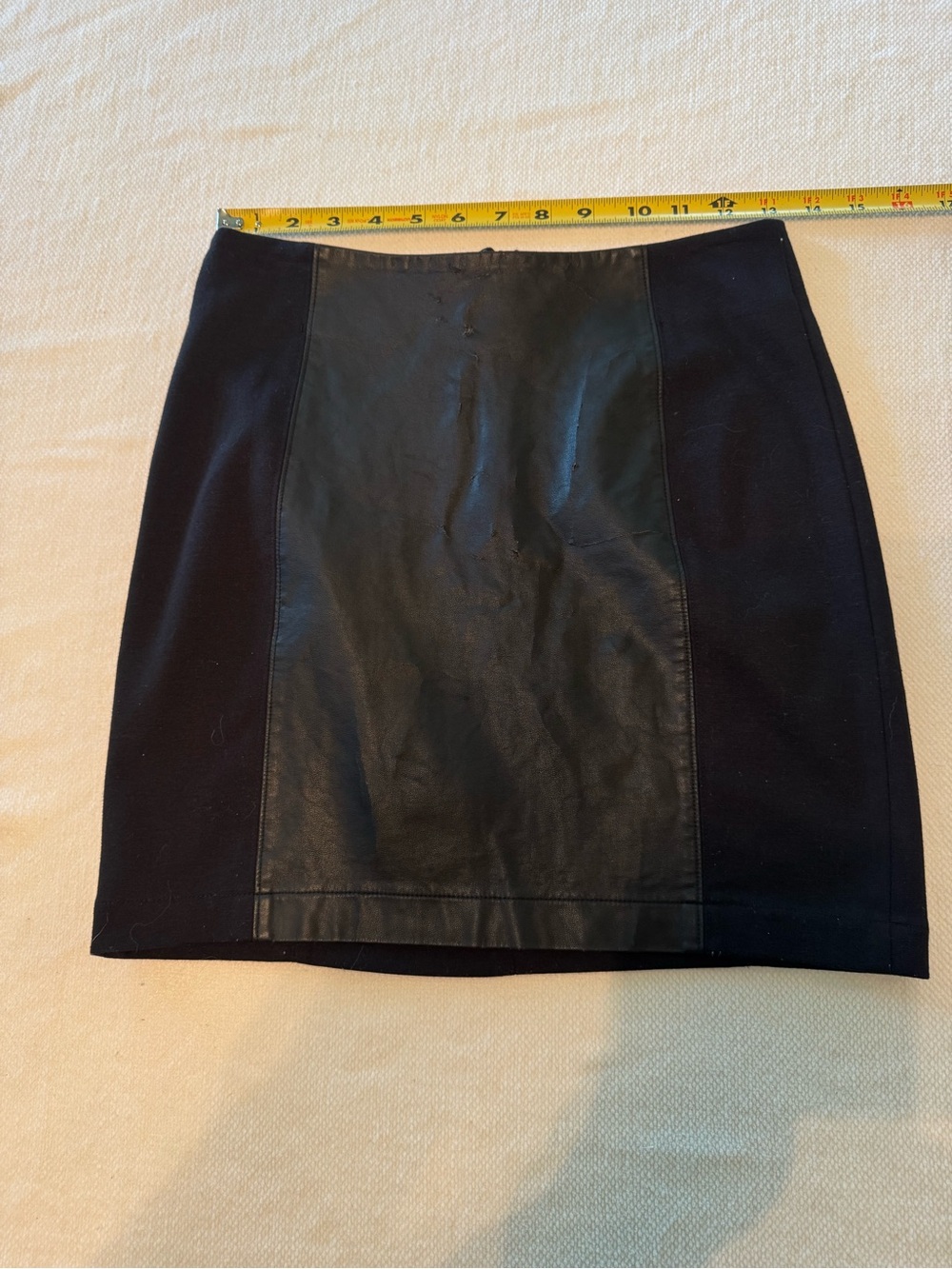 Banana Republic Black Mini Skirt with Faux Leather Center Panel
